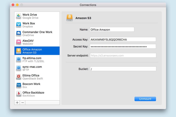 CloudMounter Amazon S3 connection