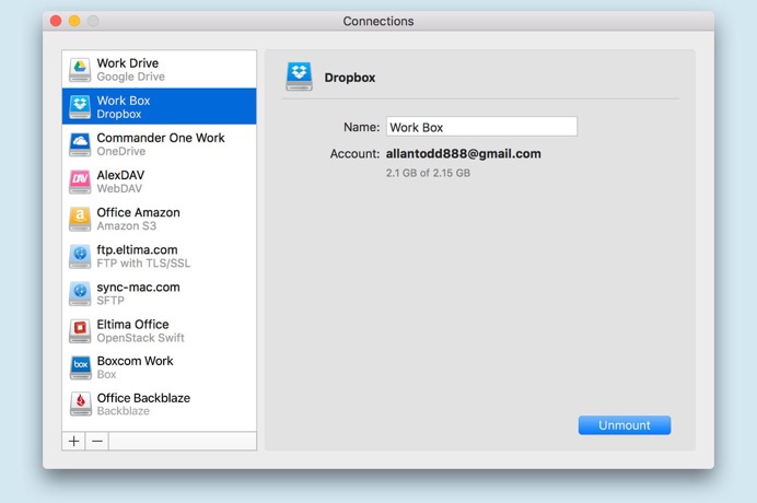 CloudMounter Dropbox connection