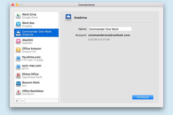CloudMounter OneDrive connection